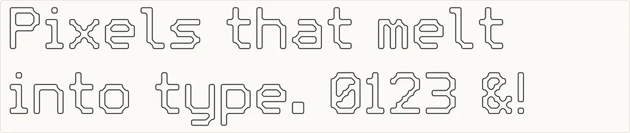 TypeGrid: eigene Pixel-Schriften gestalten, direkt im Browser. — Umriss-Modus: Aus denselben Buchstaben wird eine hohle Kontur-Schrift